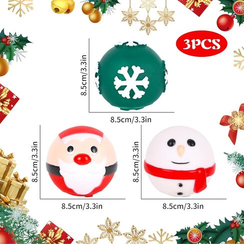 3 قطع عيد الميلاد لعبة الكلب الكرة 8.5 سم علاج موزع الكرة لعبة تنظيف الأسنان مضغ لعبة ثلج نمط الكلب لغز لعبة للملل لعبة الكلب غير القابلة للتدمير لعبة الكلب التفاعلية الكرة للداخلية جرو القط in Kuwait