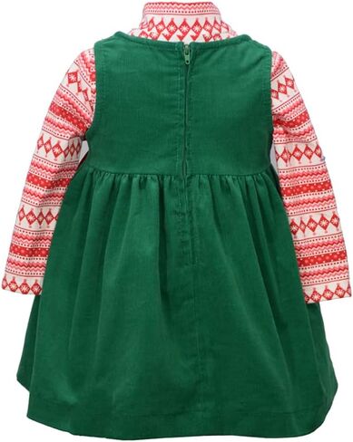 Bonnie Jean Holiday Christmas Dress - Green Corduroy Jumper Dress for Baby, Toddler and Little Girls in Saudi Arabia