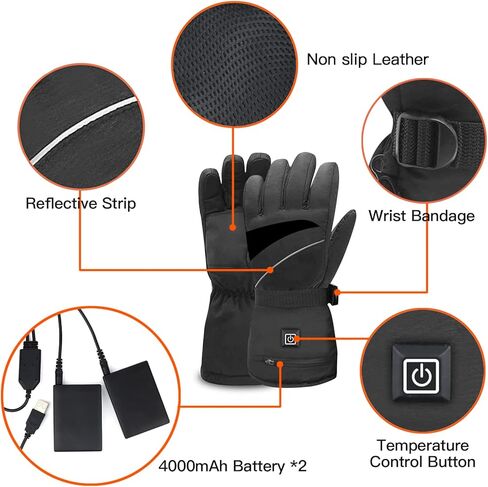 Electric Heated Gloves, 2023 Latest Rechargeable Battery Winter for Men Women 3 Heating Temperature Adjustable Touchscreen Waterproof Warm All Kinds of Activities(L) in Kuwait