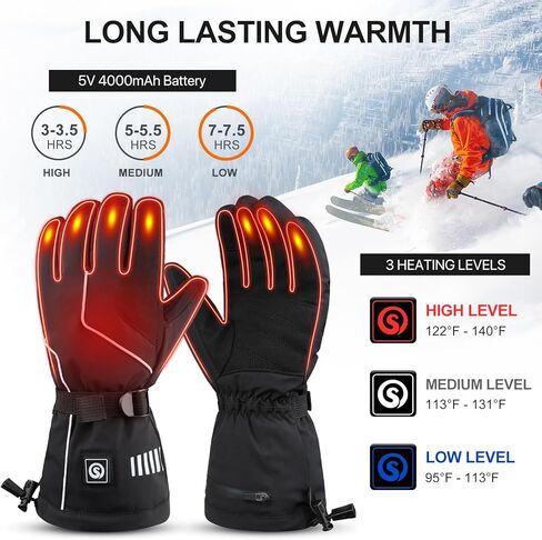 SAVIOR HEAT Heated Gloves for Men Women,Electric Gloves 4000mAh Rechargeable Batteries Touchscreen Waterproof Heated Winter Gloves for Motorcycle Ski Hiking in Kuwait