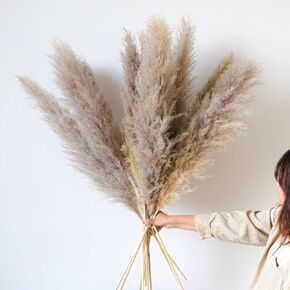 YiYa 12 Piece Natural Tall Pampas Grass Decor Large Pampas Grass 40'' Dry Pampas Grass Grey Fluffy Pompas Grass for Floor Vase Office Decor Living Room Wedding Bedroom in Saudi Arabia