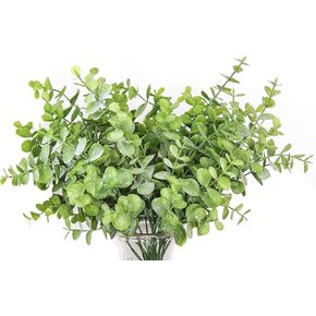 GreenCallow مزرعة اصطناعية الأوكالبتوس (حزمة من 3)، خضرة مزرعة اصطناعية ينبع أوراق النباتات وهمية للمزرعة، المنزل، حديقة، مكتب، فناء، الزفاف والديكور الداخلي في الهواء الطلق (الأخضر)