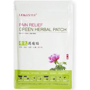 LEKON - Pain Relief Green Herbal Patch 10 Sheets Per Pack - Regular Size 5.75 in x 4.5 in