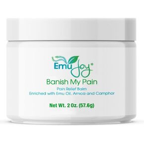 Banish My Pain Balm - Arnica Camphor & Emu Oil Concentrated Pain Relief Cream for Muscles Joints Neck Back Knees. Fast Acting Arthritis Pain & Fibromyalgia Relief Cream