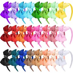 24 قطعة من عصابة الرأس على شكل فيونكة من الحرير المضلع مع فيونكات للفتيات، 24 لونًا in Kuwait