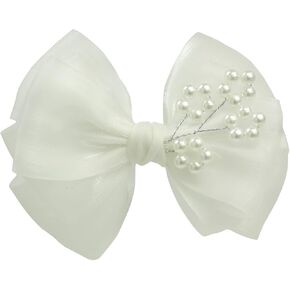 Nihao Baby White Cotton Lace Bows with Cross Christening Communion Baptism Hair Bows for Little Girls