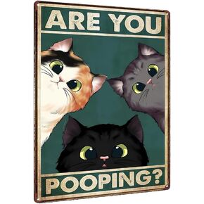 علامات معدنية عتيقة باللون الأسود والأبيض والرمادي قطة "هل أنت بوبينج" فن جمالي مضحك من القصدير المعدني علامة الحمام والمرحاض لوحة حديدية لتزيين جدار المرحاض مقاس 8 × 12 بوصة in Kuwait