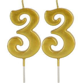 شموع عيد الميلاد الذهبية رقم 33 لتزيين الكيك، رقم 33 3 شموع فاخرة لامعة لتزيين حفلات الذكرى السنوية للأطفال والنساء والرجال in Kuwait
