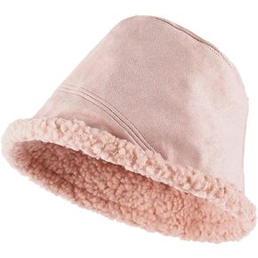 قبعة دلو شتوية للسيدات، قبعة صياد فروي للاستخدام الخارجي، قبعة من جلد الغزال والصوف العتيق، ترتدي كلا الجانبين in Kuwait