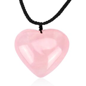 ideayard Labradorite Puffy Heart Shape Necklace, 1Pcs Handmade Carved Quartz Pendant Healing Crystal for Unisex, Rope Adjustable in Kuwait