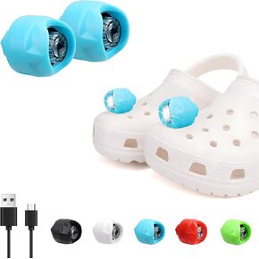 Vergissm Rechargeable Headlights for Croc 2pcs, Flashlights Attachment for Croc, Croc Lights for Shoes with 3 Light Modes for Camping, Dog Walking, Light Charm Accessories for Adult Kid (Red)