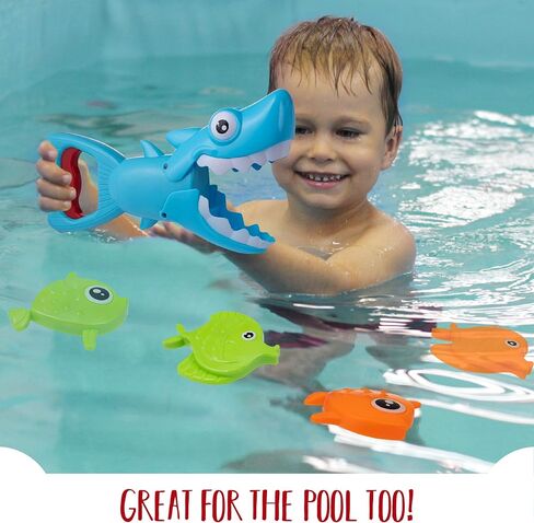 هوفي باث تويز متعة حوض استحمام الطفل لعبة حمام القرش للأطفال الصغار الأولاد والبنات ممسك القرش مع 4 لعبة أسماك متضمنة (ممسك القرش) in Kuwait