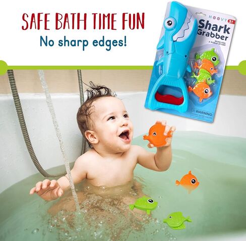 هوفي باث تويز متعة حوض استحمام الطفل لعبة حمام القرش للأطفال الصغار الأولاد والبنات ممسك القرش مع 4 لعبة أسماك متضمنة (ممسك القرش) in Kuwait
