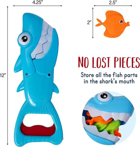 هوفي باث تويز متعة حوض استحمام الطفل لعبة حمام القرش للأطفال الصغار الأولاد والبنات ممسك القرش مع 4 لعبة أسماك متضمنة (ممسك القرش) in Kuwait
