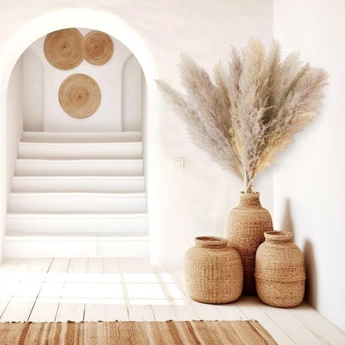 12 Pieces Dried Pampas Decoration 108 cm Grand Fluffy Grass Pampas Grey Natural Dried Grand Plants for Living Room, Home, Floor, Vase, Boho Decor in Saudi Arabia