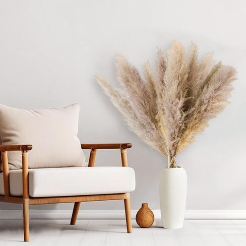 12 Pieces Dried Pampas Decoration 108 cm Grand Fluffy Grass Pampas Grey Natural Dried Grand Plants for Living Room, Home, Floor, Vase, Boho Decor in Saudi Arabia