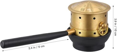 EXCEART Moxa Cone Burner Copper Moxa Stick Holder Burner with Handle Moxibustion Therapy Healing Box Moxa Therapy Tools for Back Leg Belly Waist Golden in Kuwait