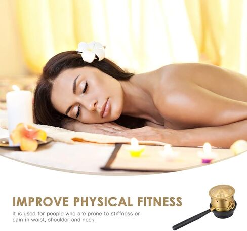 EXCEART Moxa Cone Burner Copper Moxa Stick Holder Burner with Handle Moxibustion Therapy Healing Box Moxa Therapy Tools for Back Leg Belly Waist Golden in Kuwait