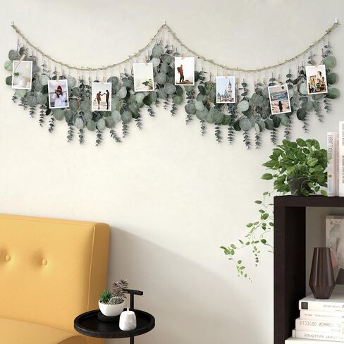 Alynsehom Artificial Eucalyptus Wall Hanging Decor Greenery Boho Chic Home Decorations Farmhouse Rustic Plants with Wooden Stick for Bedroom Living Room Apartment Ornament Gift (Green-1) in Saudi Arabia