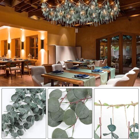 Alynsehom Artificial Eucalyptus Wall Hanging Decor Greenery Boho Chic Home Decorations Farmhouse Rustic Plants with Wooden Stick for Bedroom Living Room Apartment Ornament Gift (Green-1) in Saudi Arabia