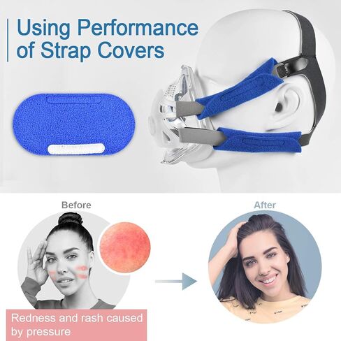 أغطية أحزمة CPAP من 8 قطع - أغطية أحزمة للرأس لأزياء الأحلام، إير تاتش ، إير فيت ، امارا و كومفورت جل ، وسائد CPAP فائقة الراحة - تقلل من تهيج الاحمرار وعلامات الضغط in Kuwait