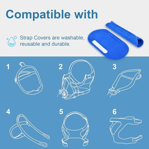 أغطية أحزمة CPAP من 8 قطع - أغطية أحزمة للرأس لأزياء الأحلام، إير تاتش ، إير فيت ، امارا و كومفورت جل ، وسائد CPAP فائقة الراحة - تقلل من تهيج الاحمرار وعلامات الضغط in Kuwait
