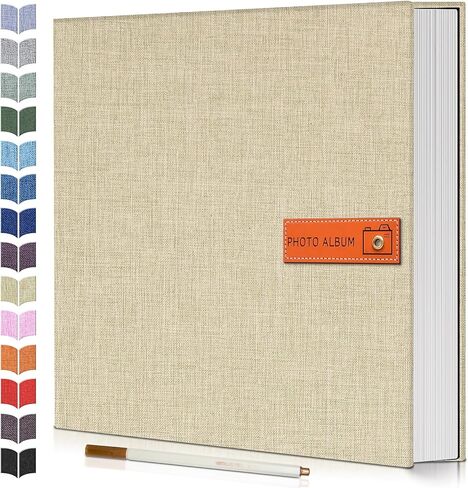 ارتفيل البوم صور بصفحات ذاتية اللصق لسجل القصاصات، كتاب صور كبير 40 صفحة لصور 4×6،5×7،8×10، البوم غلاف كتان يمكنك تركيبه بنفسك للاطفال وحفلات الزفاف، مع قلم معدني ومكشطة in Kuwait