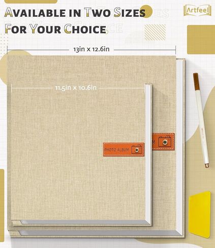 ارتفيل البوم صور بصفحات ذاتية اللصق لسجل القصاصات، كتاب صور كبير 40 صفحة لصور 4×6،5×7،8×10، البوم غلاف كتان يمكنك تركيبه بنفسك للاطفال وحفلات الزفاف، مع قلم معدني ومكشطة in Kuwait