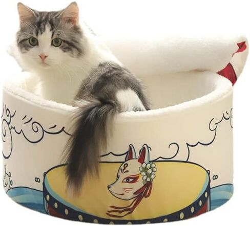 SSDHUA Cat Nest Instant Noodle Shape Cat House Fun Cave Type Closed Cat House Warm and Comfortable Cat and Dog Nest Removable Multi-Shape Cat and Dog Nest (M,Red) in Saudi Arabia