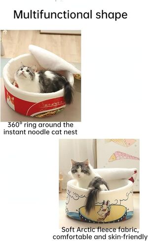 SSDHUA Cat Nest Instant Noodle Shape Cat House Fun Cave Type Closed Cat House Warm and Comfortable Cat and Dog Nest Removable Multi-Shape Cat and Dog Nest (M,Red) in Saudi Arabia