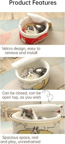 SSDHUA Cat Nest Instant Noodle Shape Cat House Fun Cave Type Closed Cat House Warm and Comfortable Cat and Dog Nest Removable Multi-Shape Cat and Dog Nest (M,Red) in Saudi Arabia