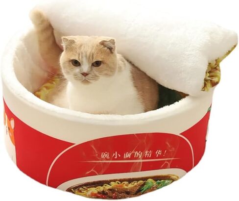 SSDHUA Cat Nest Instant Noodle Shape Cat House Fun Cave Type Closed Cat House Warm and Comfortable Cat and Dog Nest Removable Multi-Shape Cat and Dog Nest (M,Red) in Saudi Arabia