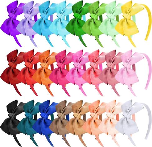 24 قطعة من عصابة الرأس على شكل فيونكة من الحرير المضلع مع فيونكات للفتيات، 24 لونًا in Kuwait