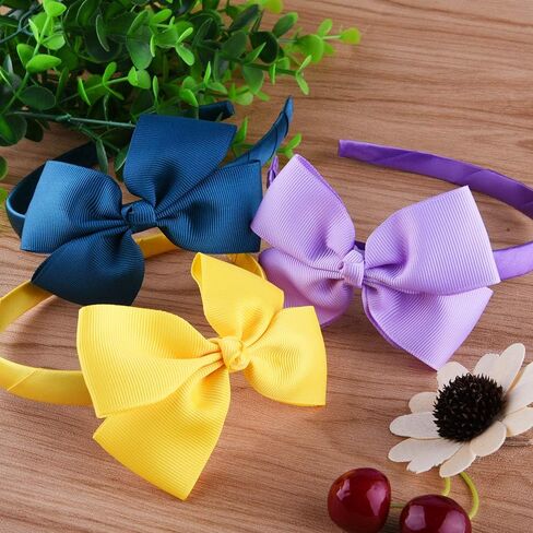 24 قطعة من عصابة الرأس على شكل فيونكة من الحرير المضلع مع فيونكات للفتيات، 24 لونًا in Kuwait