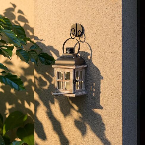 فوانيس شموع مزخرفة من Staymoment Farmhouse - حامل شموع خشبي ريفي داخلي لديكور الخريف، عيد الميلاد وحفلات الزفاف والهالوين، 8.4 بوصة ديكور منزلي معلق، أسود وأبيض in Kuwait