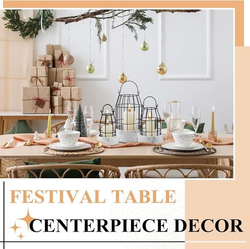 ماكسدوت فوانيس ديكور لمنزل المزرعة من 3 قطع، فوانيس شموع معدنية بلون اسود، فوانيس عصرية لديكور المزرعة والمدفأة والمطبخ وطاولة الطعام وديكور المنزل وحفلات الزفاف in Kuwait