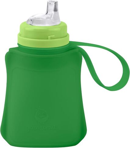 جيب للشرب والقش من Green Sprouts Sprout Ware مصنوع من السيليكون والنباتات (8 أونصة)، جيب بلاستيكي نباتي من السيليكون غير السام - أكوا in Kuwait