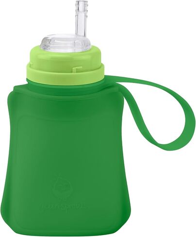 جيب للشرب والقش من Green Sprouts Sprout Ware مصنوع من السيليكون والنباتات (8 أونصة)، جيب بلاستيكي نباتي من السيليكون غير السام - أكوا in Kuwait