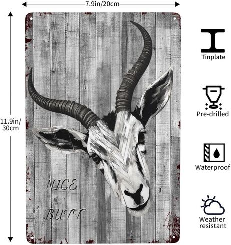 Phonily Funny Donkey Metal Tin Sign Donkey Nice Butt Wall Art Retro Donkey Wall Decoration for Bedroom Living Room Cafe Kitchen Bathroom 8Wx12L Inches in Kuwait