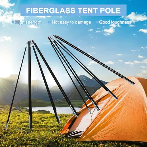 Fiberglass Tent Pole, 1 Sets Outdoor Camping Double Tent Pole Support Frames Kit Tent Replacement Poles Replacement Tent Poles Fiberglass Tent Poles Replacement Fiberglass Tent Pole Replacement in Saudi Arabia