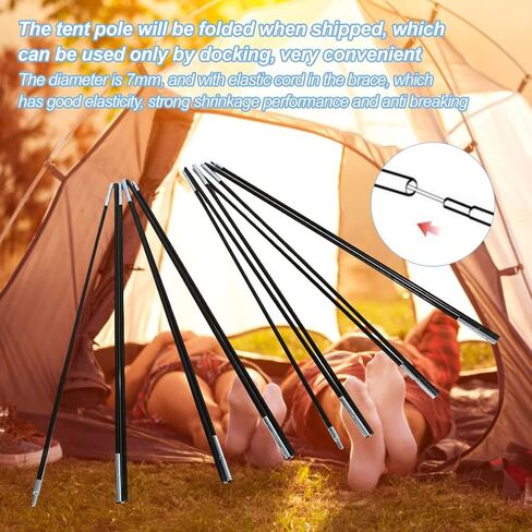 Fiberglass Tent Pole, 1 Sets Outdoor Camping Double Tent Pole Support Frames Kit Tent Replacement Poles Replacement Tent Poles Fiberglass Tent Poles Replacement Fiberglass Tent Pole Replacement in Saudi Arabia