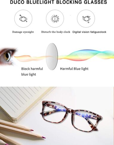 DUCO Blue Light Glasses for Men Women Blue Ray Blocking Glasses Computer Glasses for Teens Non prescription Eyeglasses 5201 in Saudi Arabia
