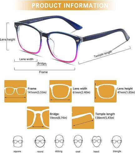 DUCO Blue Light Glasses for Men Women Blue Ray Blocking Glasses Computer Glasses for Teens Non prescription Eyeglasses 5201 in Saudi Arabia