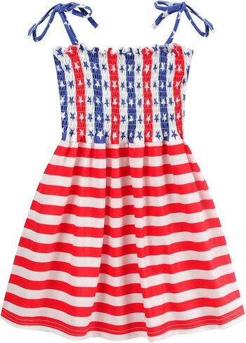 Toddler Girls 4th of July Dress Girls American Flag Outfit Kids Patriotic Independence Memorial Day Dress in Kuwait