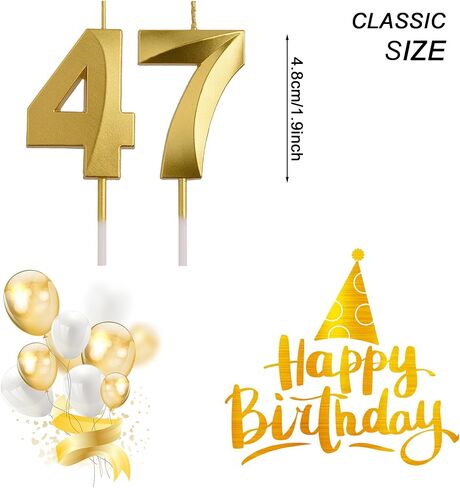 aoolada 47 شموع عيد الميلاد 74، الوردي 74 47 سنة كعكة توبر عدد لطيف شموع عيد ميلاد، عيد ميلاد زينة هدايا للفتيات النساء in Kuwait