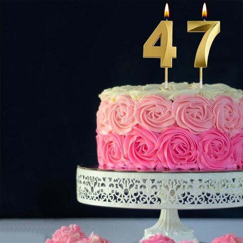 aoolada 47 شموع عيد الميلاد 74، الوردي 74 47 سنة كعكة توبر عدد لطيف شموع عيد ميلاد، عيد ميلاد زينة هدايا للفتيات النساء in Kuwait