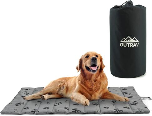 Waterproof Indoor Outdoor Dog Mat with Carry Bag, Washable Lightweight 43" x 26" Portable Travel Pad for Pet – Durable, Plush, Thick, Heavy Duty Floor or Crate Cushion for Sleeping Inside, Outside in Kuwait