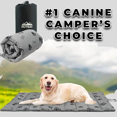 Waterproof Indoor Outdoor Dog Mat with Carry Bag, Washable Lightweight 43" x 26" Portable Travel Pad for Pet – Durable, Plush, Thick, Heavy Duty Floor or Crate Cushion for Sleeping Inside, Outside in Kuwait