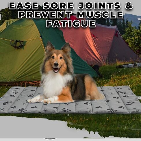 Waterproof Indoor Outdoor Dog Mat with Carry Bag, Washable Lightweight 43" x 26" Portable Travel Pad for Pet – Durable, Plush, Thick, Heavy Duty Floor or Crate Cushion for Sleeping Inside, Outside in Kuwait