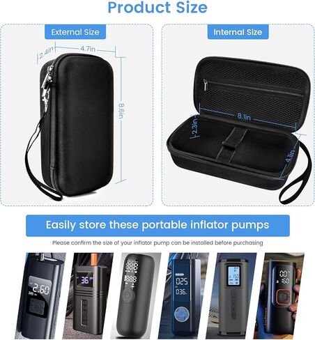 ميكدي تيك حافظة واقية للحمل متوافقة مع منفاخ الاطارات اللاسلكي وضاغط الهواء المحمول وحامل تخزين مضخة الاطارات للمحول وانبوب الهواء وكابل شحن USB (الصندوق فقط) in Kuwait